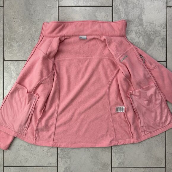 Columbia Womens L Pink Fleece Jacket Full Zip Mock Neck Long Sleeve Zip Pockets - Picture 6 of 9